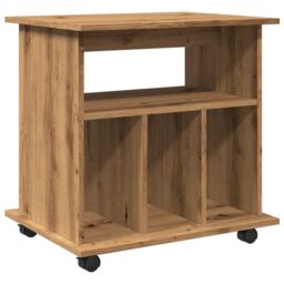 Berkfield Home Rolling Cabinet Artisan Oak 60x45x60 cm Engineered Wood in Brown - Size: 60 x 45 x 60 cm - thumbnail 7