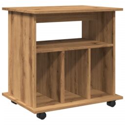 Berkfield Home Rolling Cabinet Artisan Oak 60x45x60 cm Engineered Wood in Brown - Size: 60 x 45 x 60 cm - thumbnail 2
