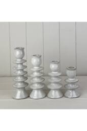 KDMD Grey Cosy Glazed Ceramic Candle Holder with Textured Detail - 19mm - thumbnail 2