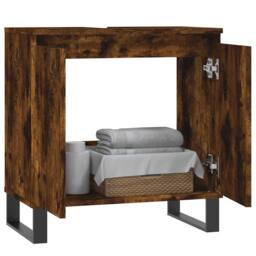 Berkfield Home Durable Bathroom Cabinet Smoked Oak 58x33x60 cm Engineered Wood in Brown - Size: 58 x 33 x 60 cm - thumbnail 1