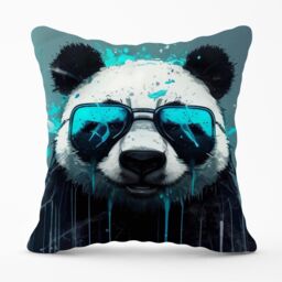 Warren Reed - Designer Panda With Blue Glasses Splashart Outdoor Cushion - Size: 45 cm x 45 cm - thumbnail 1