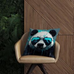 Warren Reed - Designer Panda With Blue Glasses Splashart Outdoor Cushion - Size: 45 cm x 45 cm - thumbnail 2