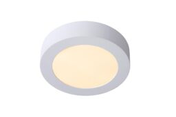 Lucide 'BRICE' Dimmable Stylish Round Bathroom LED Flush Ceiling Light in White - thumbnail 1
