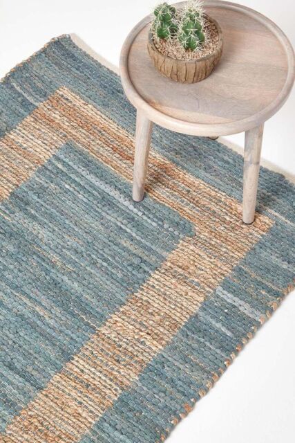 Homescapes Veranda Grey & Nude Hemp Chindi Rug - Size: 120 cm x 170 cm - image 1