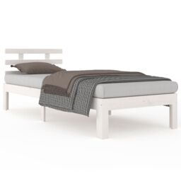 Berkfield Home Bed Frame White Solid Wood 75x190 cm Small Single - thumbnail 2