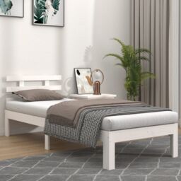 Berkfield Home Bed Frame White Solid Wood 75x190 cm Small Single