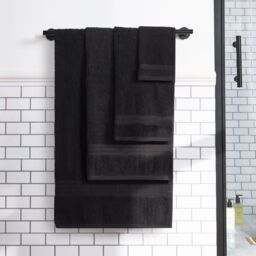 OHS Luxury Hand Towel 100% Cotton Bathroom in Black - thumbnail 2