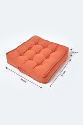 Homescapes Cotton Armchair Booster Cushion in Terracotta - Size: 50 cm x 50 cm - thumbnail 5