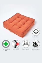 Homescapes Cotton Armchair Booster Cushion in Terracotta - Size: 50 cm x 50 cm - thumbnail 2