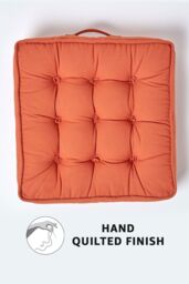 Homescapes Cotton Armchair Booster Cushion in Terracotta - Size: 50 cm x 50 cm - thumbnail 3