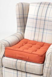 Homescapes Cotton Armchair Booster Cushion in Terracotta - Size: 50 cm x 50 cm