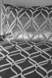 Soiree 'Belfort' Woven Geo Velvet Duvet Cover Set in Dark Grey - Size: Super King - thumbnail 3