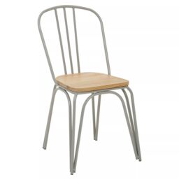 Orsina Lightweight Grey Finish Metal Frame Dining Chair, Comfy Outdoor Chair Metal, Effortless Cleaning Metal chair in Natural - thumbnail 2