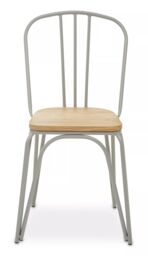 Orsina Lightweight Grey Finish Metal Frame Dining Chair, Comfy Outdoor Chair Metal, Effortless Cleaning Metal chair in Natural - thumbnail 1