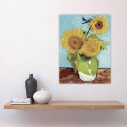 "Artery8 Vase with Three Sunflowers Van Gogh Vintage Wall Art Print Poster in Blue - Size: W12"" x H16""" - thumbnail 4