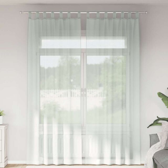 Berkfield Home Voile Curtains with Loops 2 pcs Light Grey 140x260 cm - image 1