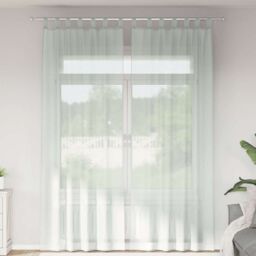 Berkfield Home Voile Curtains with Loops 2 pcs Light Grey 140x260 cm - thumbnail 1