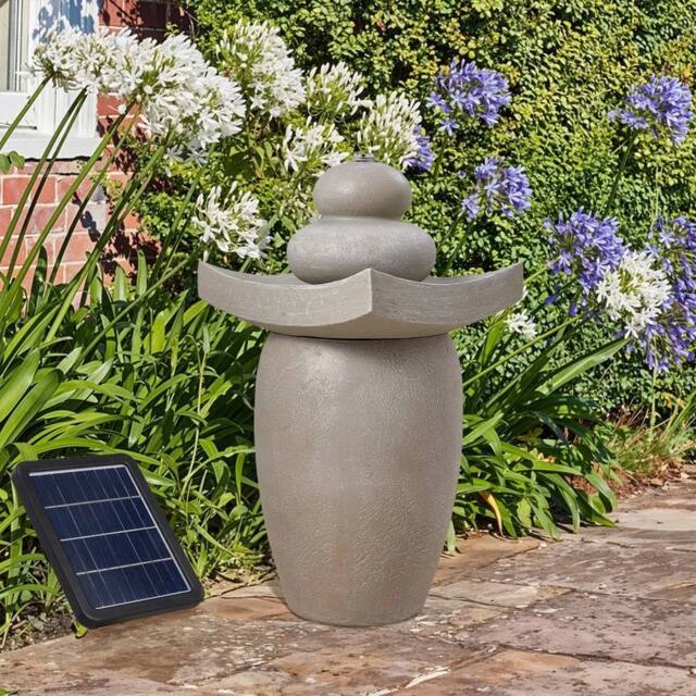 EONLION Solar Garden Water Feature Fountain in Grey - Size: 100 cm - image 1