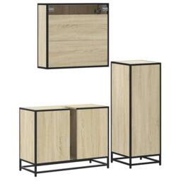 Berkfield Home 3 Piece Bathroom Furniture Set Sonoma Oak Engineered Wood in Tan - thumbnail 7