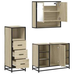 Berkfield Home 3 Piece Bathroom Furniture Set Sonoma Oak Engineered Wood in Tan - thumbnail 8