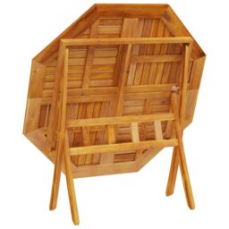 Berkfield Home Folding Garden Table √ò110x75 cm Solid Wood Acacia - Size: 110x75 cm - thumbnail 9