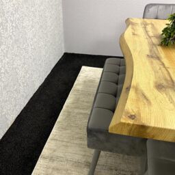 KOSY KOALA Wooden Dining Table with 2 Grey Velvet Chairs & Padded Benches, Dining Room Furniture in Brown - thumbnail 8