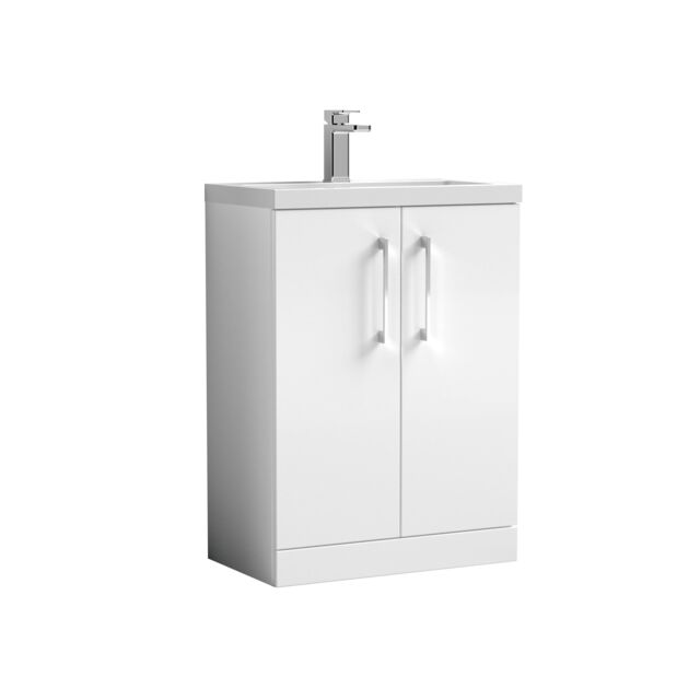 Balterley Bathroom Vanity Basin Unit, Chrome Handles, 600mm, Gloss White - image 1