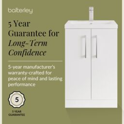 Balterley Bathroom Vanity Basin Unit, Chrome Handles, 600mm, Gloss White - thumbnail 6