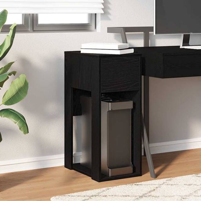 Berkfield Home Durable Computer Tower Stand with Drawer Black 30x44x74 cm - Size: 30 x 44 x 74 cm - image 1