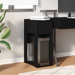 Berkfield Home Durable Computer Tower Stand with Drawer Black 30x44x74 cm - Size: 30 x 44 x 74 cm - thumbnail 1