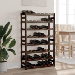 Berkfield Home Wine Rack for 56 Bottles Black Solid Wood Pine