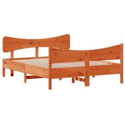 Berkfield Home Bed Frame without Mattress Wax Brown 140x190 cm Solid Wood Pine - thumbnail 3