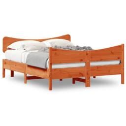 Berkfield Home Bed Frame without Mattress Wax Brown 140x190 cm Solid Wood Pine - thumbnail 1