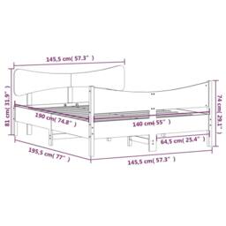 Berkfield Home Bed Frame without Mattress Wax Brown 140x190 cm Solid Wood Pine - thumbnail 9