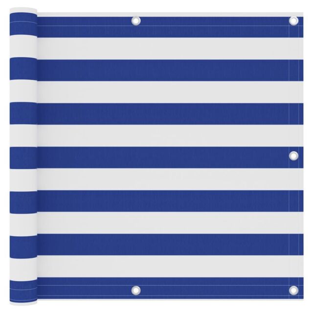 Berkfield Home Balcony Screen White & Blue 90x600 cm Oxford Fabric - image 1