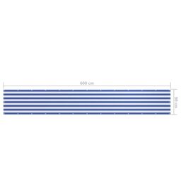 Berkfield Home Balcony Screen White & Blue 90x600 cm Oxford Fabric - thumbnail 5