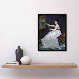 Artery8 Edouard Manet Framed Wall Art Print Portrait of Painter Eva Gonzales in Blue - Size: A4 - thumbnail 2