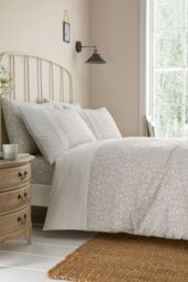 Dreams & Drapes 'Tess' Easy Care Ditsy Floral Leaf Print Fitted Sheet in Natural - Size: Super King Fitted - thumbnail 2
