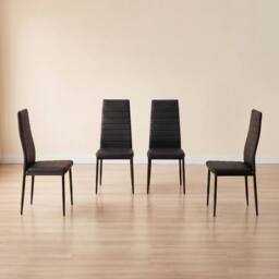 KOSY KOALA Dining Table Set With 4 Black Faux Leather Chairs Modern Kitchen Dining Room Furniture in Brown - thumbnail 8