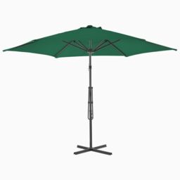 Berkfield Home Outdoor Parasol with Steel Pole 300 cm Green - thumbnail 3