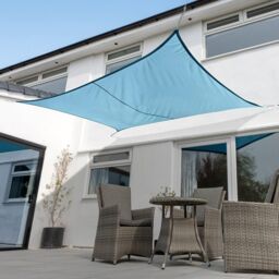 Primrose 4m x 3m Waterproof Patio Sun Shade Sail Canopy 98% UV Block Free Rope in Pale Blue - thumbnail 2