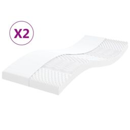 Berkfield Home Foam Mattresses 2 pcs White 90x190 cm 7-Zone Hardness 20 ILD - thumbnail 1