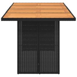 Berkfield Home Garden Table with Acacia Wood Top Black 190x80x74 cm Poly Rattan - Size: 190 x 80 x 74 cm - thumbnail 4