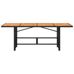Berkfield Home Garden Table with Acacia Wood Top Black 190x80x74 cm Poly Rattan - Size: 190 x 80 x 74 cm - thumbnail 6