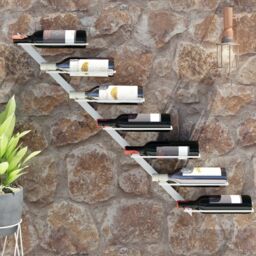 Berkfield Home Wall-mounted Wine Rack for 7 Bottles White Metal - thumbnail 1
