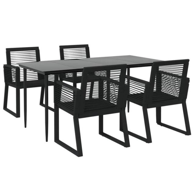 Berkfield Home Decorative 5 Piece Garden Dining Set Black PVC Rattan - image 1