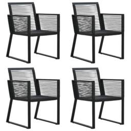 Berkfield Home Decorative 5 Piece Garden Dining Set Black PVC Rattan - thumbnail 4