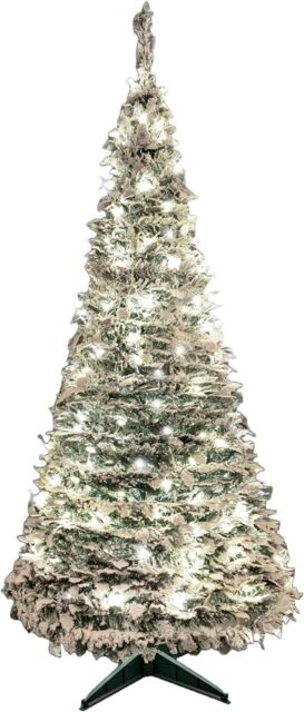 Shatchi 6FT Pre-Lit Green Pop Up Artificial Christmas Tree with Warm White LEDs & Metal Stand - image 1