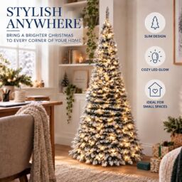 Shatchi 6FT Pre-Lit Green Pop Up Artificial Christmas Tree with Warm White LEDs & Metal Stand - thumbnail 6