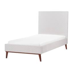 Wyld and Coco Off-White Velvet EU Single Bed 3ft Honeycomb Headboard in White - thumbnail 3